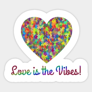 Love is the vibes! Colorful Puzzle Heart Sticker